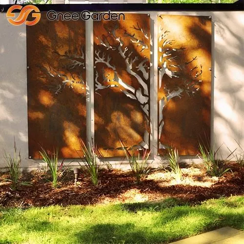 Corten Laser Cutting Tree Mander Garden Screen