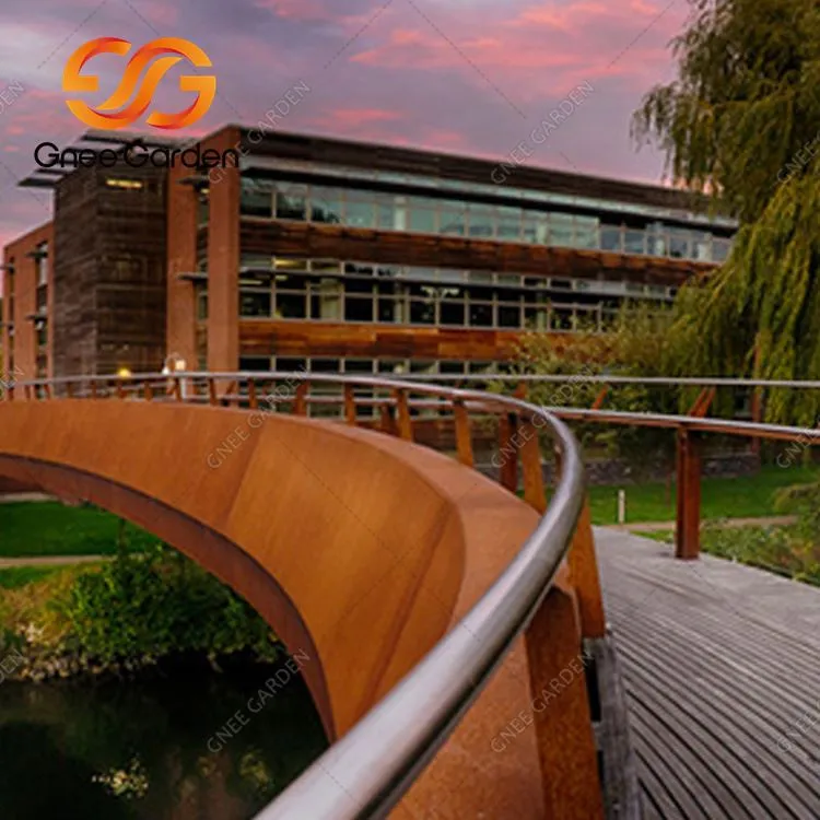 Corten Steel Kraftmikil Metal Garden Bridge