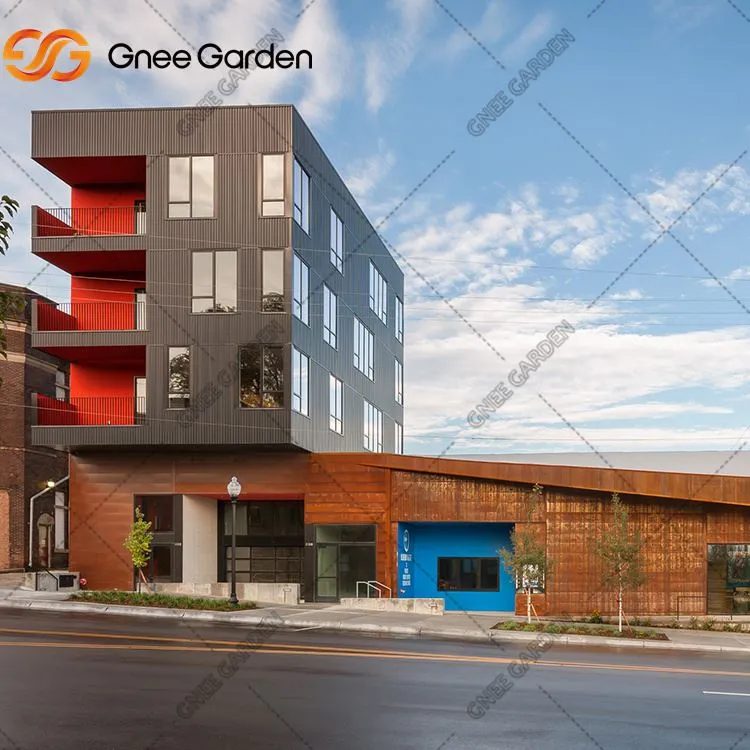 Skreytt framhlið Corten fortjaldveggir