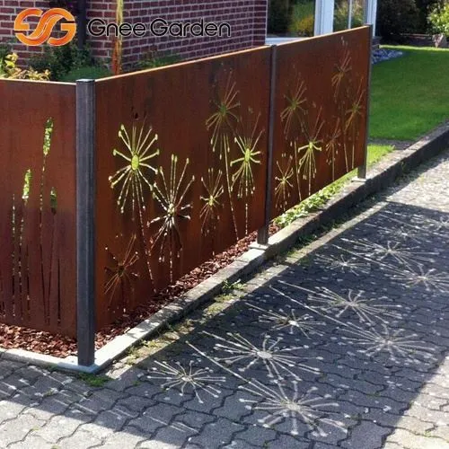 Garden Corten Steel Screen Fífillinn hönnun