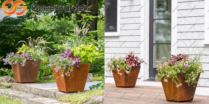 Corten steel metal plant stand Corten steel metal plant stand