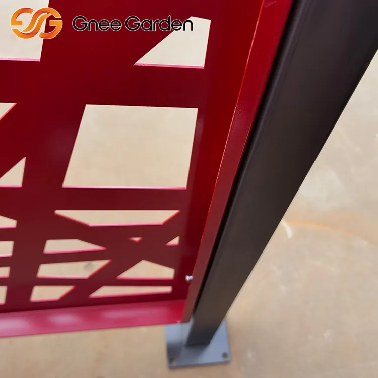 Nútíma rauð rúmfræðileg hönnunarskjár girðing