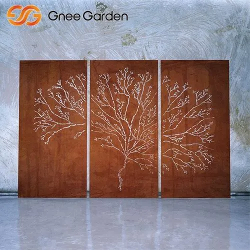 Rustic Corten Laser-Cut Tree Desig